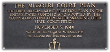 Missouri Nonpartisan Court Plan plaque in Supreme Court Building